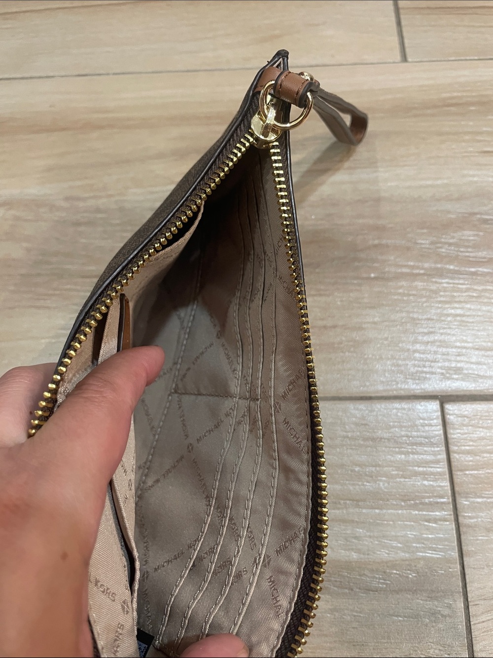 Michael Kors Brown Monogram Wristlet Clutch - Picture 7 of 8